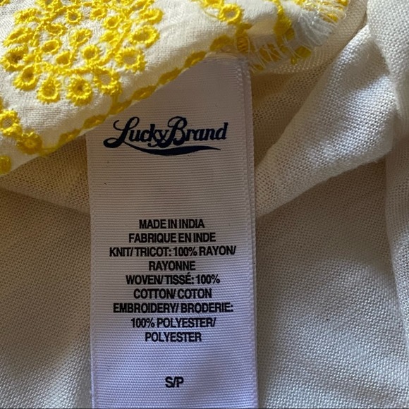 Lucky Brand Vivienne White & Yellow Sleeveless Collared Top size S NWT - Picture 8 of 8
